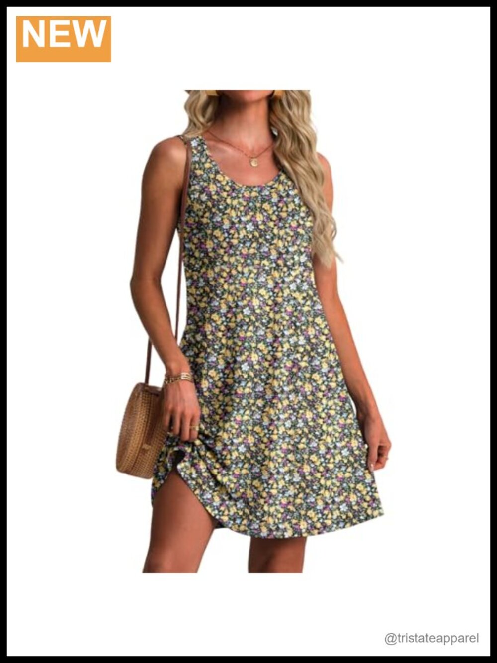 FREEOAK A-Line Sundress with Pockets V-Neck Sleeveless Summer Dress